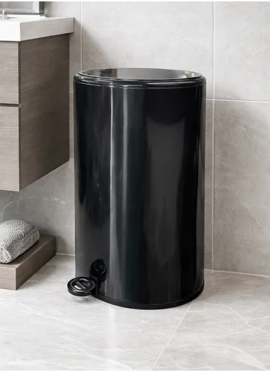 12L Light Luxury Stainless Steel Garbage Bin With Foot Pedal (D25 x H41)cm SM-K060 - Black
