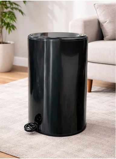 12L Light Luxury Stainless Steel Garbage Bin With Foot Pedal (D25 x H41)cm SM-K060 - Black