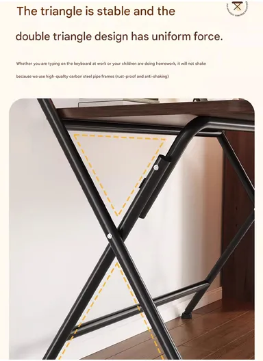 Folding Computer Desk, Workstation &amp; Study Table with Upper Shelf, Space-Saving Folding Design YM123 (W80 x D55 x H98)cm - Oak