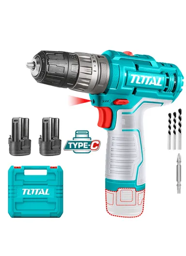 12V Lithium-Ion Cordless Impact Drill 20 Nm 10mm Plastic Chuck+2 Batteries TIDLI12202