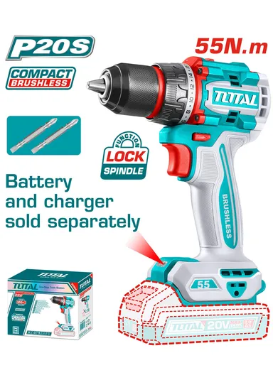 20V Compact Brushless Cordless Drill Li-ion 55Nm TDLI205581