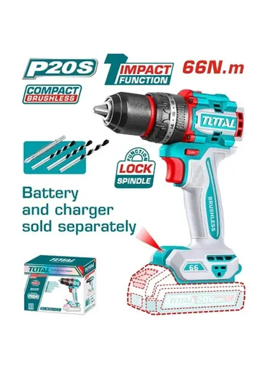 20V Compact Brushless Cordless Impact Drill Li-ion 66Nm TIDLI206681