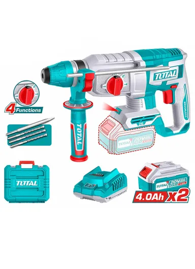 20V 2.5J Cordless Rotary Hammer Brushless Motor, SDS Plus, 2×4.0Ah Batteries Included TRHLI202682