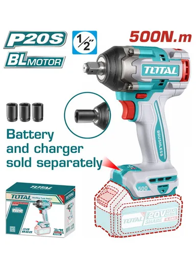 20V 500Nm Cordless Impact Wrench, Battery Li-ion TIWLI20501