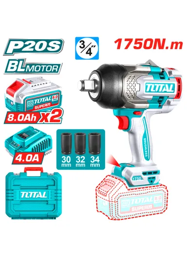 20V Cordless Impact Wrench Brushless + 2 Batteries 8.0Ah TIWLI20175