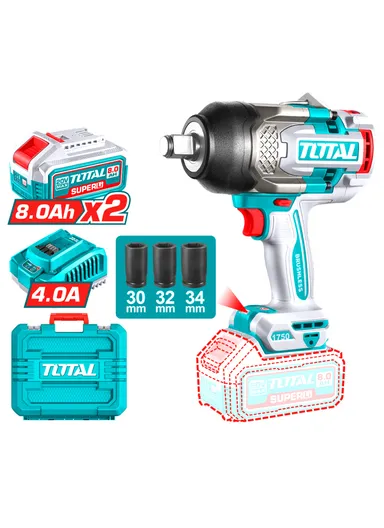 20V Cordless Impact Wrench Brushless + 2 Batteries 8.0Ah TIWLI20175