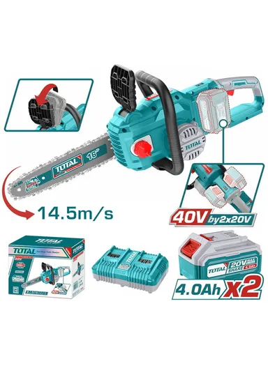 40V Lithium-Ion Chain Saw 16"+ 2 Batteries &amp; Charger TGSLI401682