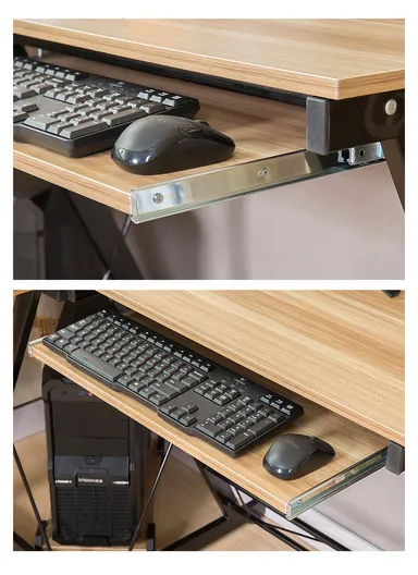 Versatile L-Shaped Desk with Keyboard Tray &amp; PC Tower Stand (W120 x D48 x H74)cm 0035 - Light Wood