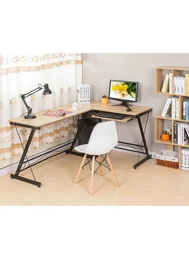 Versatile L-Shaped Desk with Keyboard Tray &amp; PC Tower Stand (W120 x D48 x H74)cm 0035 - Black