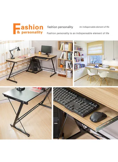 Versatile L-Shaped Desk with Keyboard Tray &amp; PC Tower Stand (W120 x D48 x H74)cm 0035 - Black