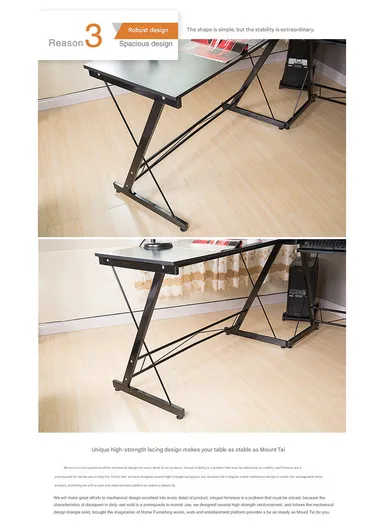 Versatile L-Shaped Desk with Keyboard Tray &amp; PC Tower Stand (W120 x D48 x H74)cm 0035 - Black