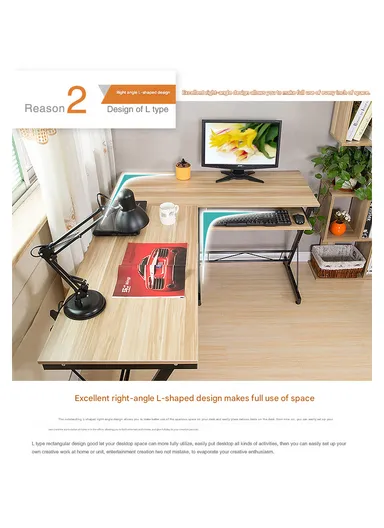 Versatile L-Shaped Desk with Keyboard Tray &amp; PC Tower Stand (W120 x D48 x H74)cm 0035 - Black