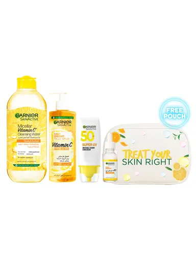 30% Discount: Fast Clear Micellar 400ml + Gel Wash 200ml + Tube Wash 150ml + Serum 30ml with a free gift pouch