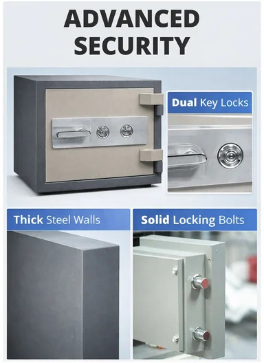 57Kg (W45 x D40 x H42)cm Dual Key Pry-Resistant Thick Heavy Walls Safe Box K3-400