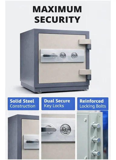 68Kg (W45 x D45 x H52)cm Dual Key Pry-Resistant Thick Heavy Walls Safe Box K3-520