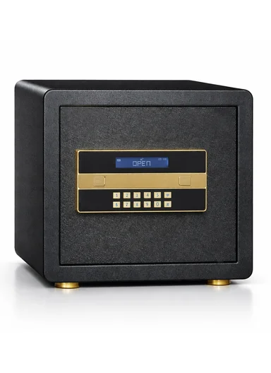 18Kg (L38 x W33 x H35)cm High-Security Digital Keypad Steel Safe Box with 20mm Live-Action Bolts, Glass Shelf &amp; Leather Interior K5-350