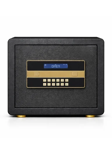 18Kg (L38 x W33 x H35)cm High-Security Digital Keypad Steel Safe Box with 20mm Live-Action Bolts, Glass Shelf &amp; Leather Interior K5-350