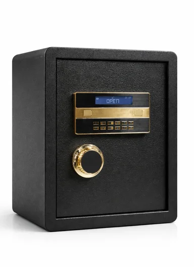 26Kg (L39 x W34 x H45)cm High-Security Digital Keypad Steel Safe Box with Rotating Knob, Glass Shelf &amp; Leather Interior K5-450