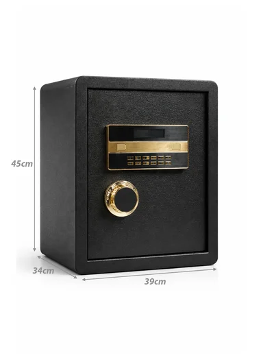 26Kg (L39 x W34 x H45)cm High-Security Digital Keypad Steel Safe Box with Rotating Knob, Glass Shelf &amp; Leather Interior K5-450
