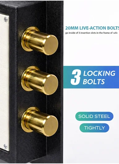 26Kg (L39 x W34 x H45)cm High-Security Digital Keypad Steel Safe Box with Rotating Knob, Glass Shelf &amp; Leather Interior K5-450