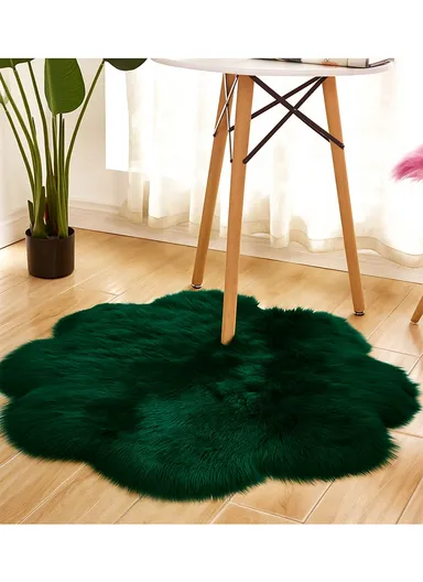 90x90cm Anti-Slip Modern Shaggy Mat With Long Hair - Dark Green