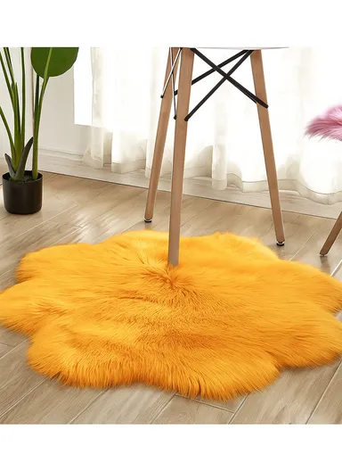 90x90cm Anti-Slip Modern Shaggy Mat With Long Hair - Orange