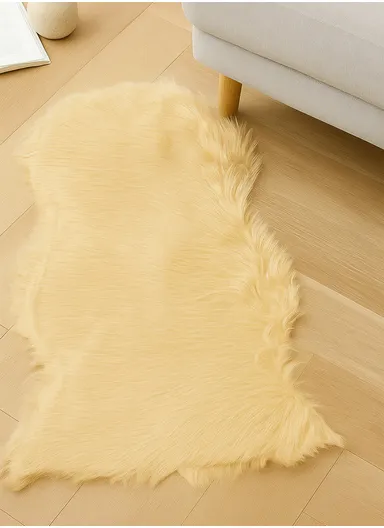 45x65cm Anti-Slip Modern Shaggy Mat With Long Hair - Light Yellow