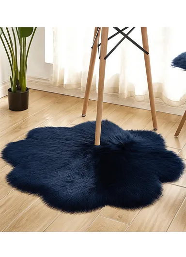 45x45cm Anti-Slip Modern Shaggy Mat With Long Hair - Blue