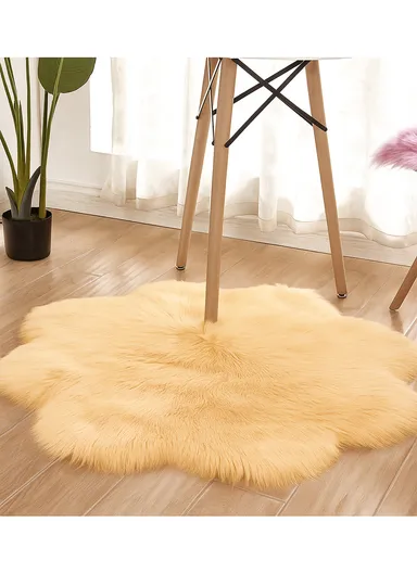 45x45cm Anti-Slip Modern Shaggy Mat With Long Hair - Light Yellow