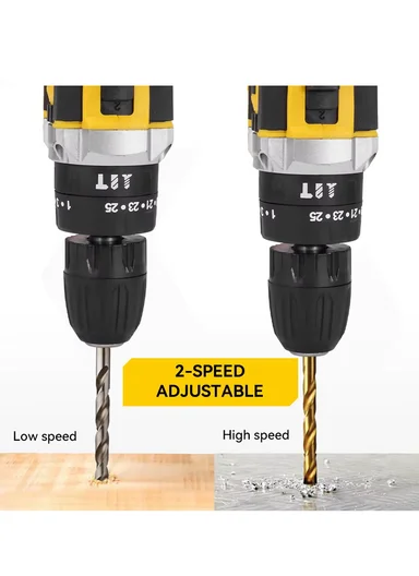 21V Cordless Rechargeable Power Drill with LED Light, 2 Speeds, 3 Drill Modes &amp; 1 Battery HEK-P1015-1