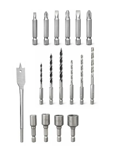 21V Cordless Electric Drill Set with 3 Drill Modes, Adjustable Torque, 2 Speeds, LED Light &amp; Horizontal Bubble Level HEK-P1015-4