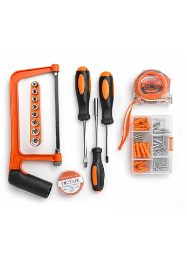 50Pcs Ultimate 21V Power Drill &amp; Hand Tool Combo Set with Hacksaw, Hammer &amp; Wrench HEK-P1015-7