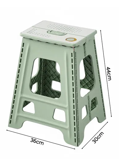 Heavy-Duty Non-Slip Folding Stool, Portable Secure Stepping Aid for Bathroom &amp; Kitchen 6204 (L36 x W30 x H44)cm - Light Green