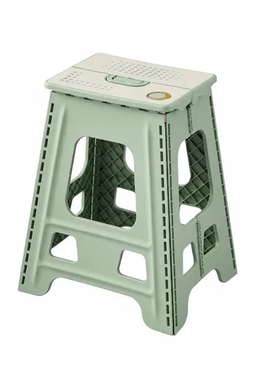 Heavy-Duty Non-Slip Folding Stool, Portable Secure Stepping Aid for Bathroom &amp; Kitchen 6204 (L36 x W30 x H44)cm - Light Green