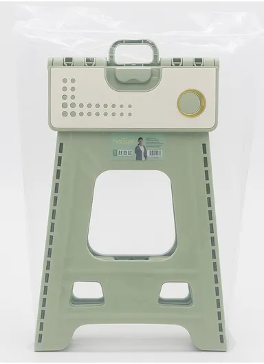 Heavy-Duty Non-Slip Folding Stool, Portable Secure Stepping Aid for Bathroom &amp; Kitchen 6204 (L36 x W30 x H44)cm - Tan