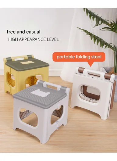 Non Slip Foldable Step Table Stool for Kids, Toddlers, Teens, Adults, Old Age, Bathroom &amp; Bedroom Convenient Usage Quick-Fold Plastic Step Stool - Blue