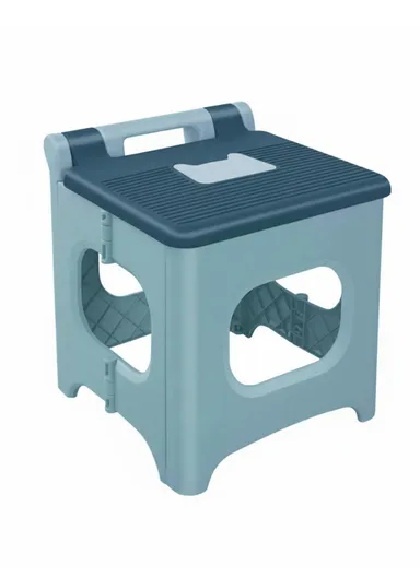 Non Slip Foldable Step Table Stool for Kids, Toddlers, Teens, Adults, Old Age, Bathroom &amp; Bedroom Convenient Usage Quick-Fold Plastic Step Stool - Blue