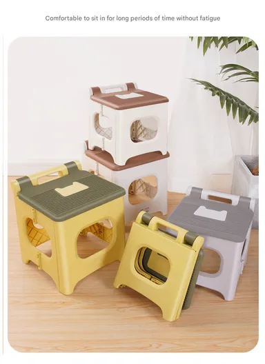 Non Slip Foldable Step Table Stool for Kids, Toddlers, Teens, Adults, Old Age, Bathroom &amp; Bedroom Convenient Usage Quick-Fold Plastic Step Stool - Grey