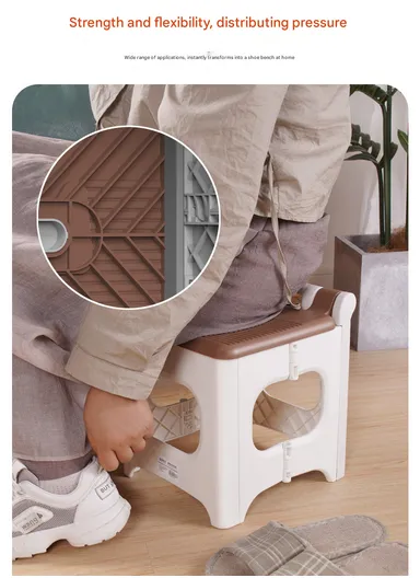 Non Slip Foldable Step Table Stool for Kids, Toddlers, Teens, Adults, Old Age, Bathroom &amp; Bedroom Convenient Usage Quick-Fold Plastic Step Stool - Grey