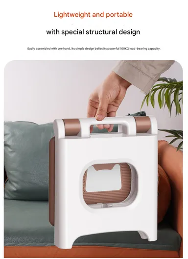 Non Slip Foldable Step Table Stool for Kids, Toddlers, Teens, Adults, Old Age, Bathroom &amp; Bedroom Convenient Usage Quick-Fold Plastic Step Stool - Grey