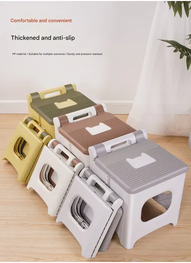 Non Slip Foldable Step Table Stool for Kids, Toddlers, Teens, Adults, Old Age, Bathroom &amp; Bedroom Convenient Usage Quick-Fold Plastic Step Stool - Grey