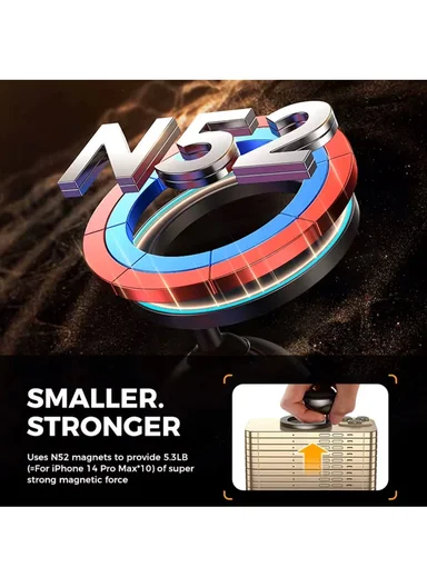 360° Rotating Car Dashboard Dundun Full Metal Magnetic Suction Bracket Holder &amp; Wireless Charging JR-ZS357 - Black