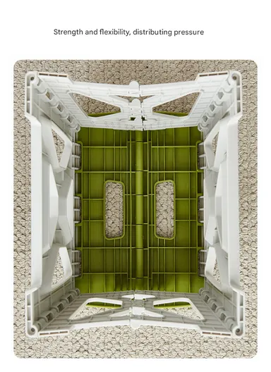 Space-Saving Collapsible Utility Stool, Non-Slip, Ready-to-Use, Two-Tone Step-Up Table Design 6201 (L34.5 x W27 x H33)cm - Light Grey &amp; Green