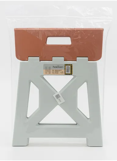 Space-Saving Collapsible Utility Stool, Non-Slip, Ready-to-Use, Two-Tone Step-Up Table Design 6201 (L34.5 x W27 x H33)cm - Light Grey &amp; Green