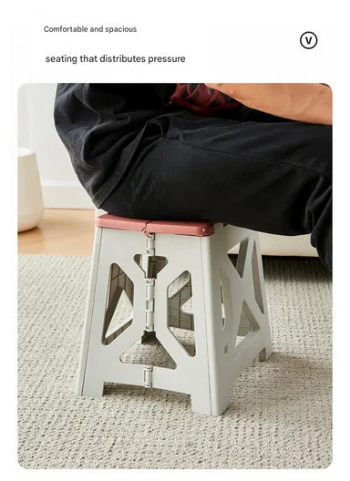 Space-Saving Collapsible Utility Stool, Non-Slip, Ready-to-Use, Two-Tone Step-Up Table Design 6201 (L34.5 x W27 x H33)cm - Light Grey &amp; Dark Grey