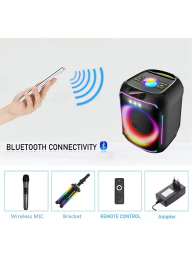 8" Portable Bluetooth Speaker with Microphone, Remote &amp; Long Battery Life – WGY-868
