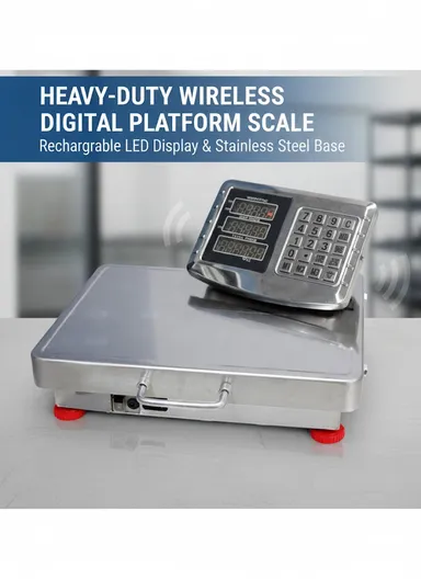 300Kg Heavy-Duty Wireless Digital Platform Scale with Rechargeable LED Display &amp; Stainless Steel Base 151-15