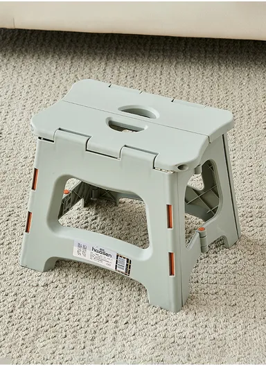 Folding Step Stool with Carry Handle, Space-Saving Design, Non-Slip Surface for Home, Kitchen &amp; Bathroom (L25 × W22 × H23)cm – Grey