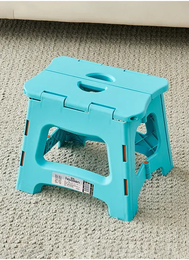 Folding Step Stool with Carry Handle, Space-Saving Design, Non-Slip Surface for Home, Kitchen &amp; Bathroom (L25 × W22 × H23)cm – Blue