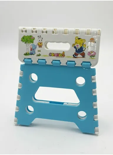 Children’s Portable Folding Step Stool with Cute Cartoon Design, Non-Slip Surface &amp; Easy Carry Handle (L29 × W23 × H22)cm – Blue